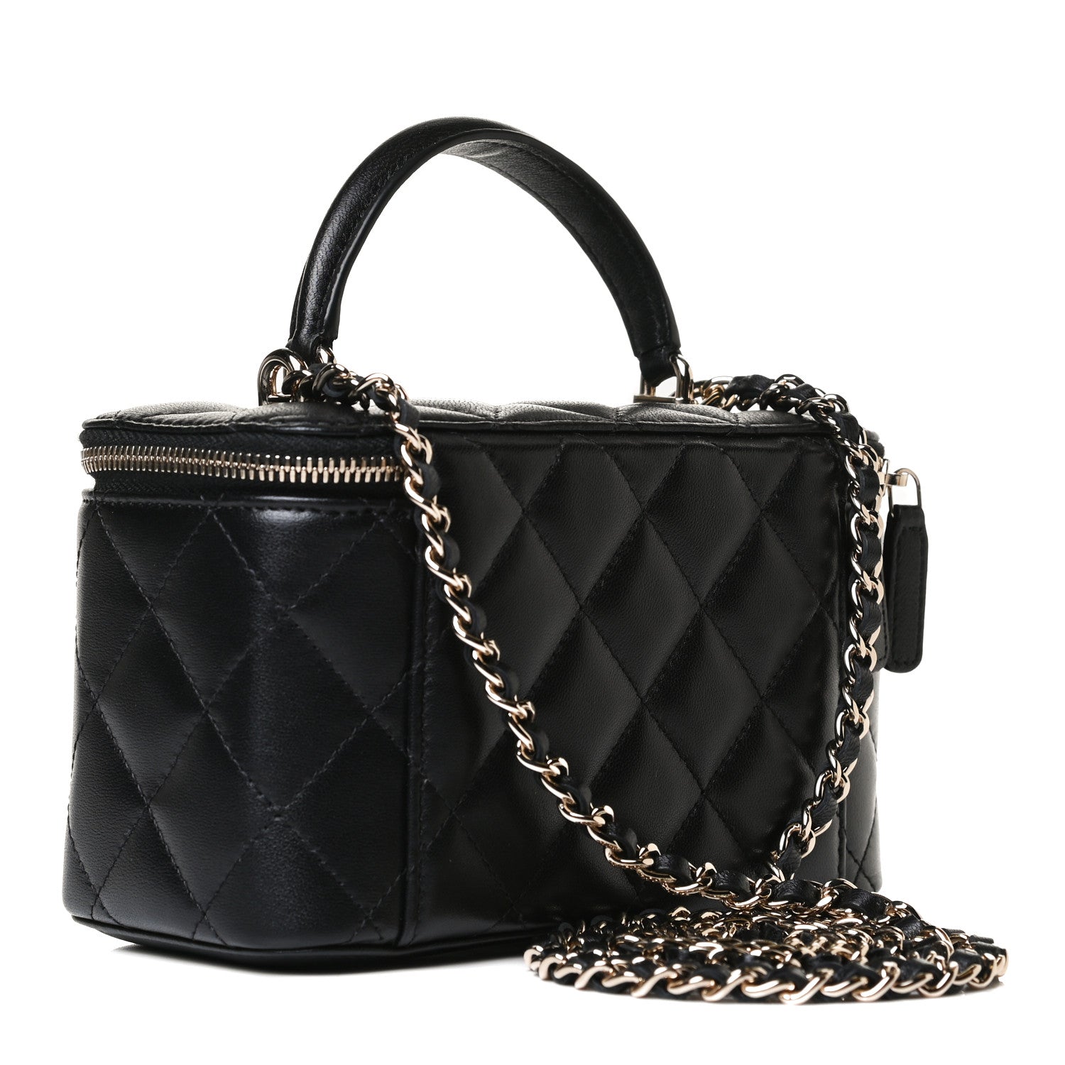 Chanel Lambskin Quilted Small Top Handle Vanity Case With Chain Black 3 of 14