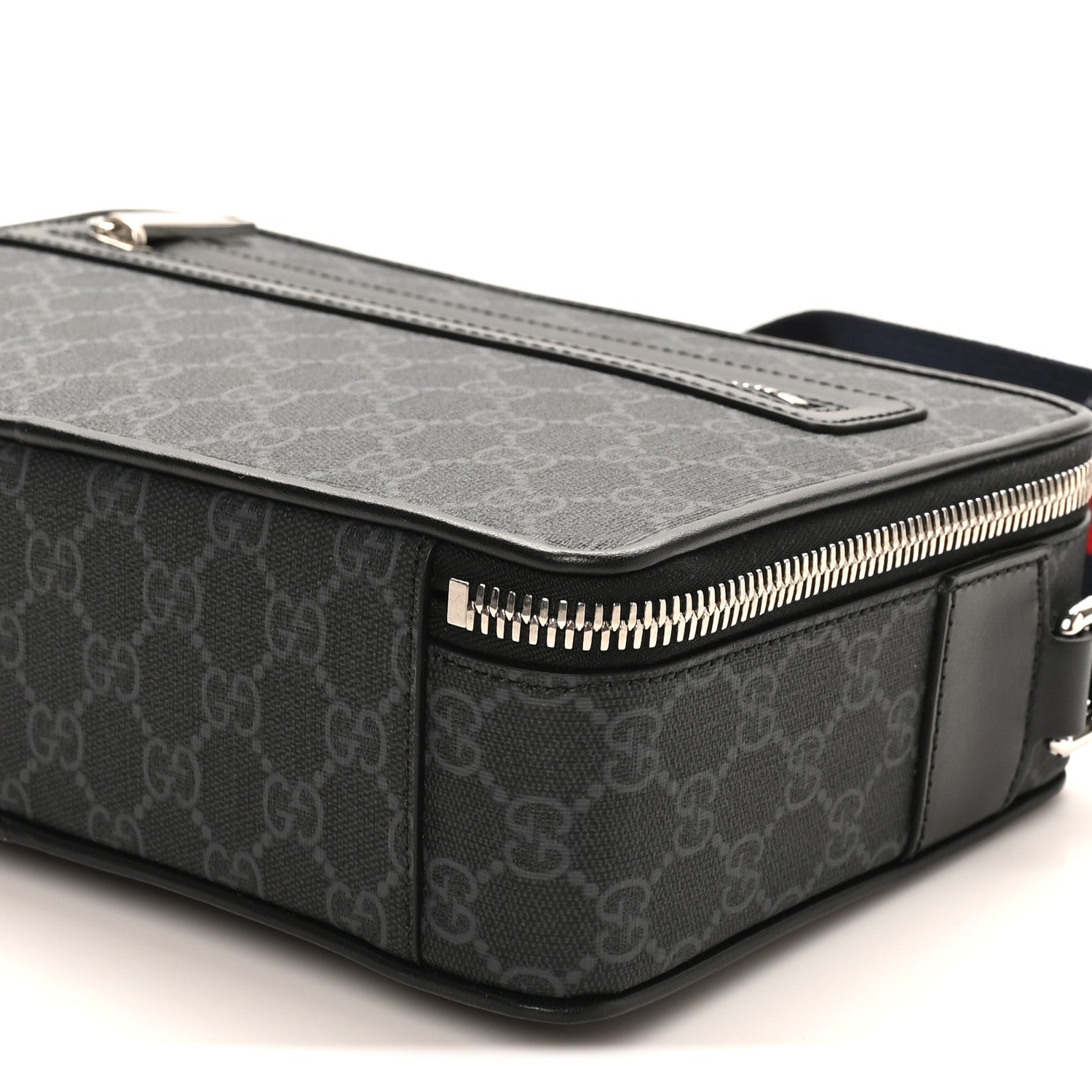Gucci GG Supreme Monogram Web Small Shoulder Bag Black Grey 11 of 11