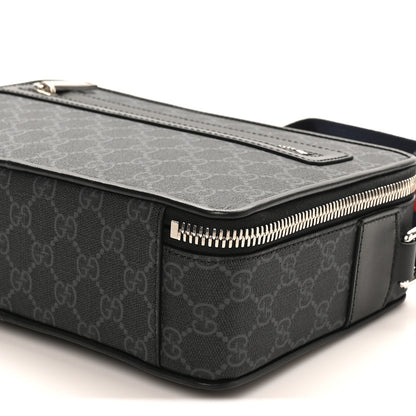 Gucci GG Supreme Monogram Web Small Shoulder Bag Black Grey 11 of 11