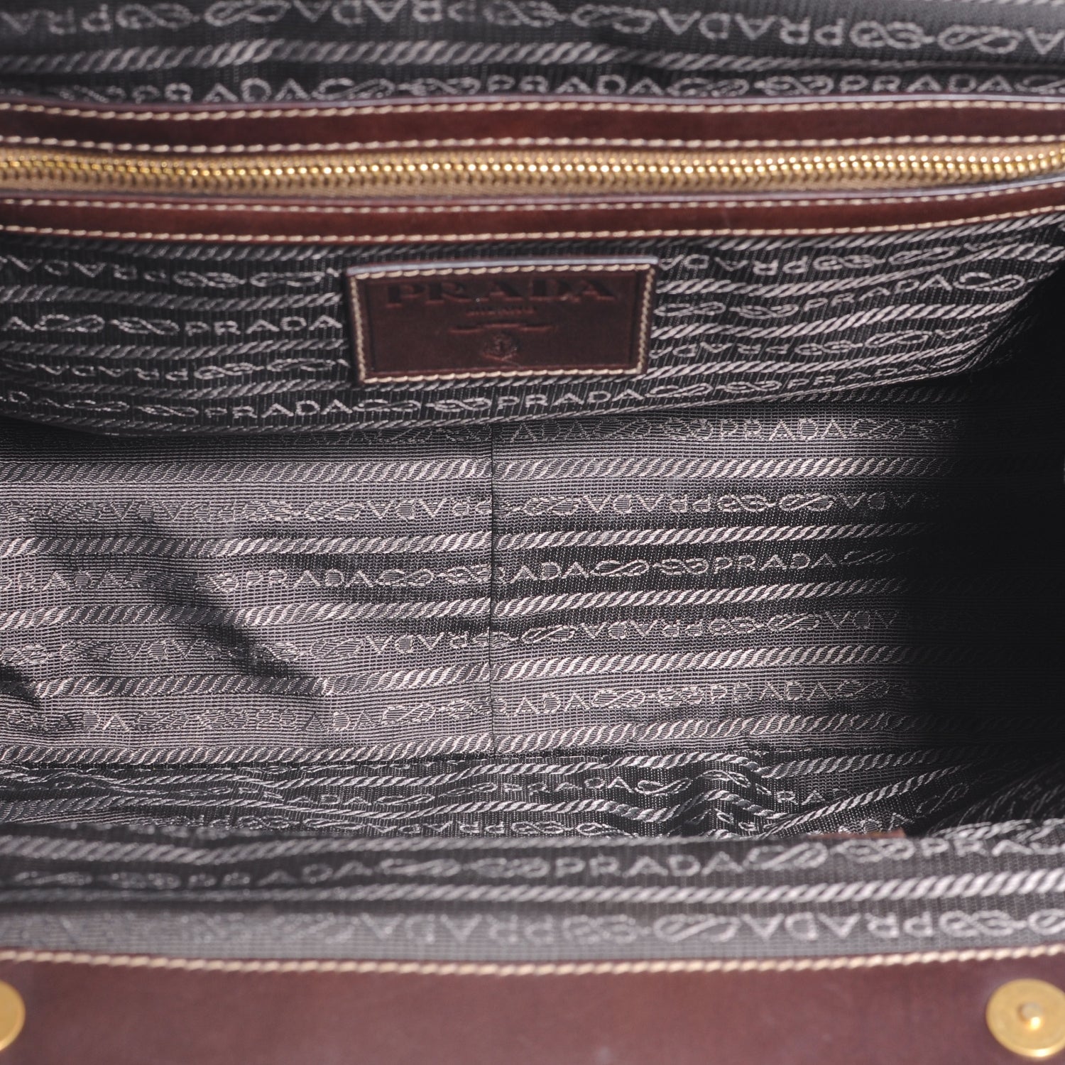 Prada Jacquard Logo Frame Tote Brown 5 of 7