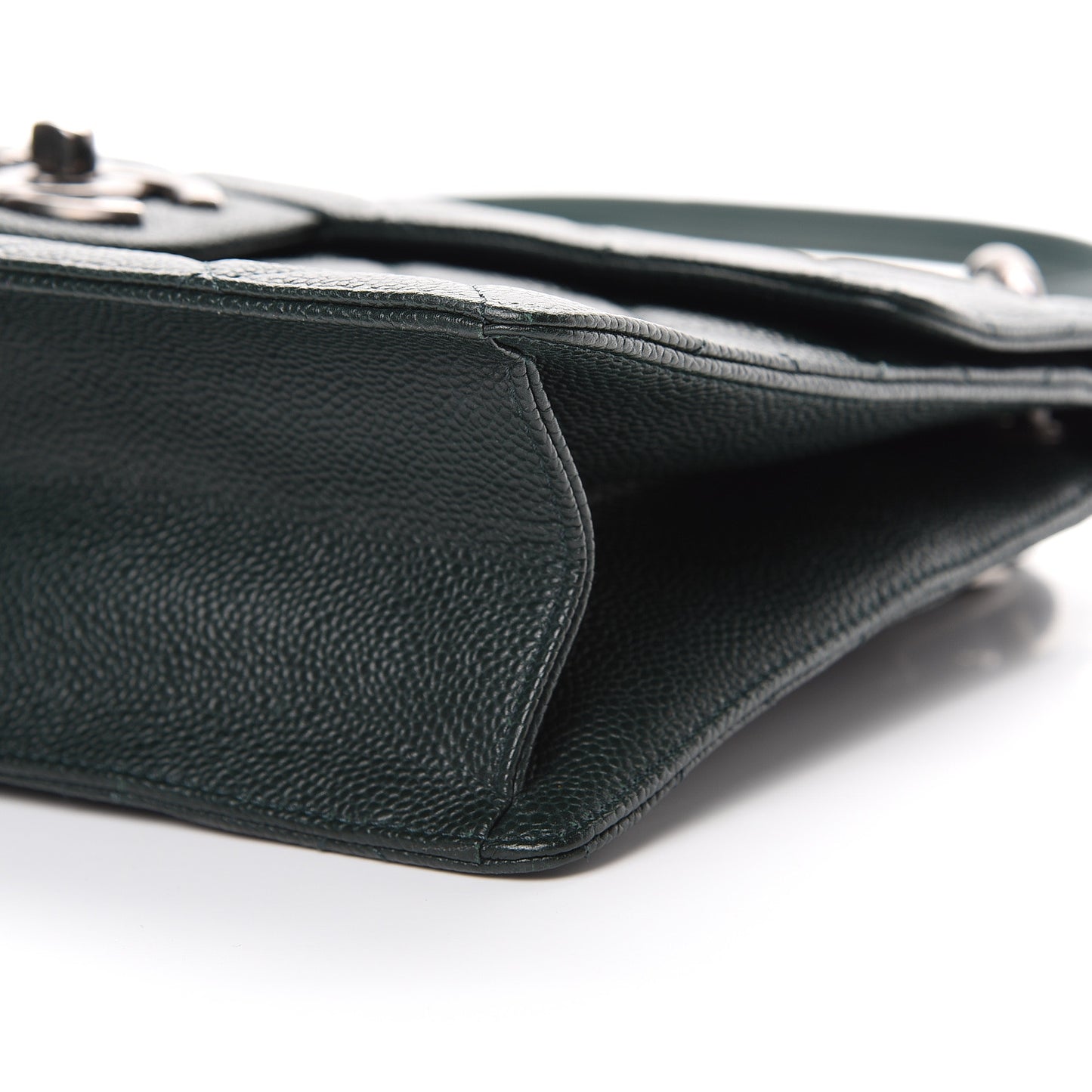 Caviar Quilted Large Retro Class Flap Dark Green