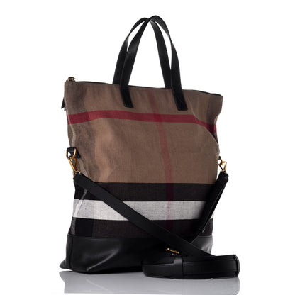 Burberry Grainy Calfskin Mega Check Armley Folding Messenger Black 4 of 9