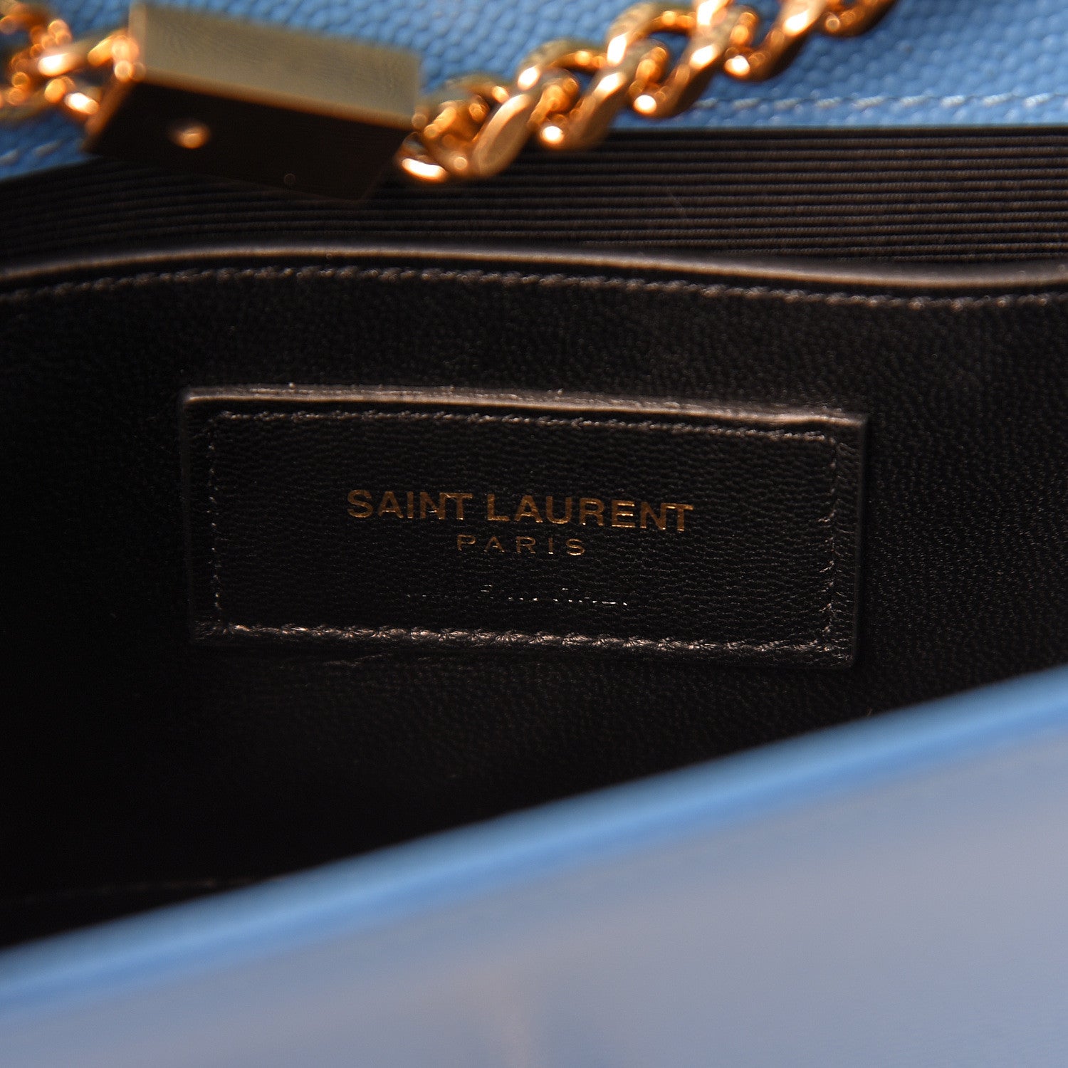 Saint Laurent Grain De Poudre Small Classic Monogram Kate Satchel Blue Clair 6 of 9