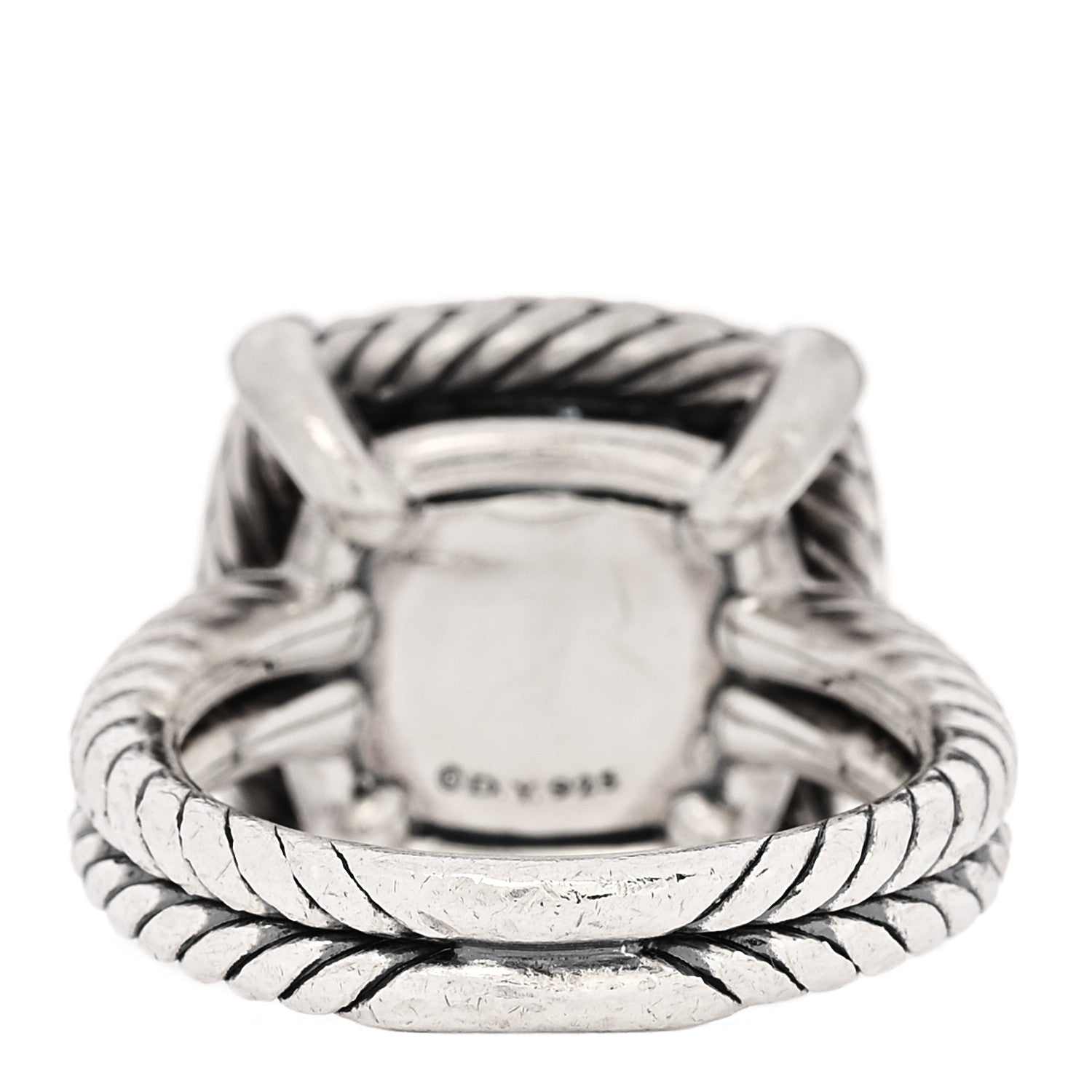 David Yurman Sterling Silver Diamond Hampton Blue Topaz 14mm Chatelaine Pave Bezel Ring 53 6.5 4 of 5
