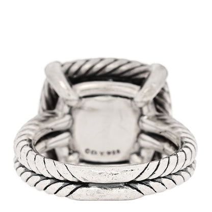 David Yurman Sterling Silver Diamond Hampton Blue Topaz 14mm Chatelaine Pave Bezel Ring 53 6.5 4 of 5