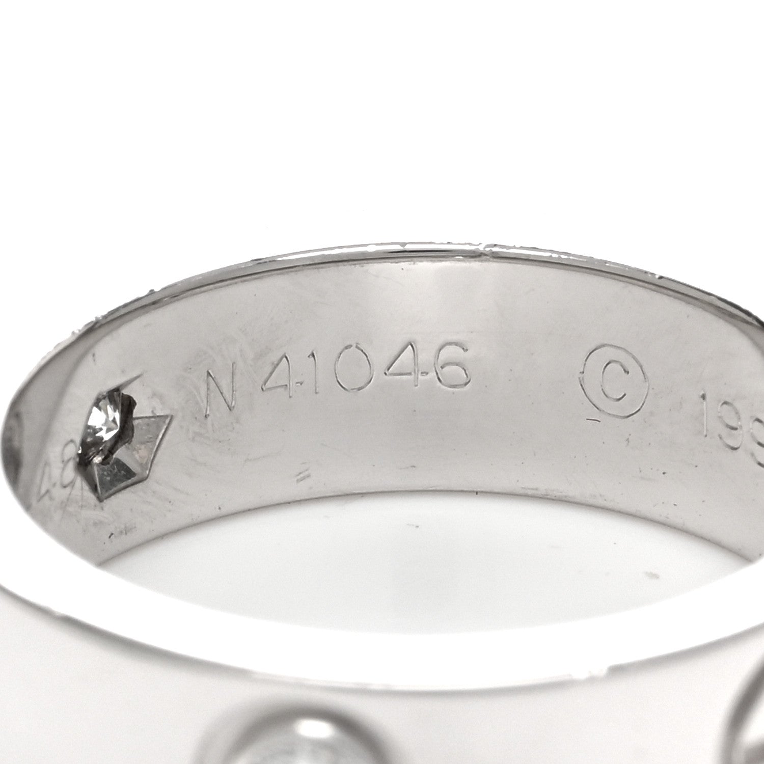 Cartier 18K White Gold 3 Diamond 5.5mm LOVE Ring 48 4.5 4 of 5