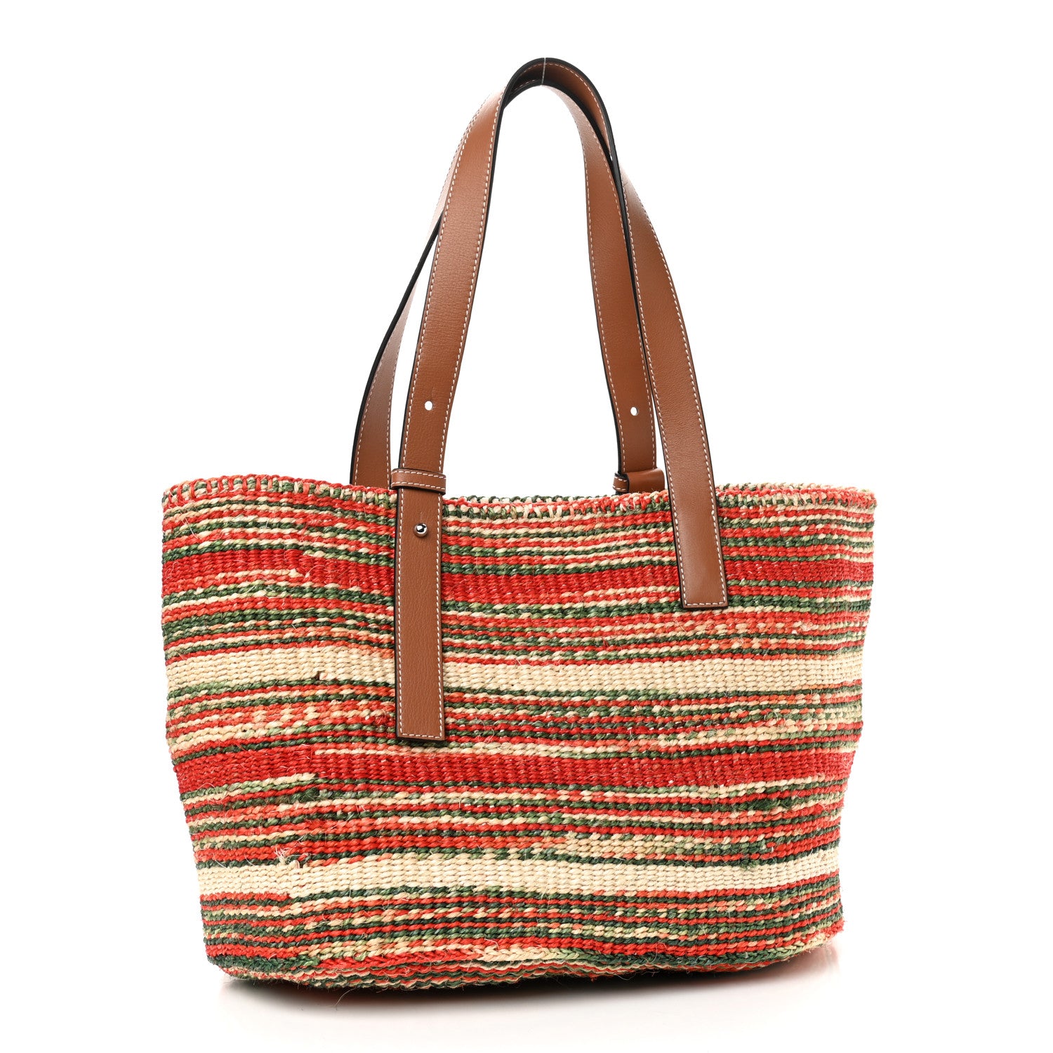 Loewe Sisal Calfskin Raffia Paula's Ibiza Basket Tote Natural Multicolor 3 of 9