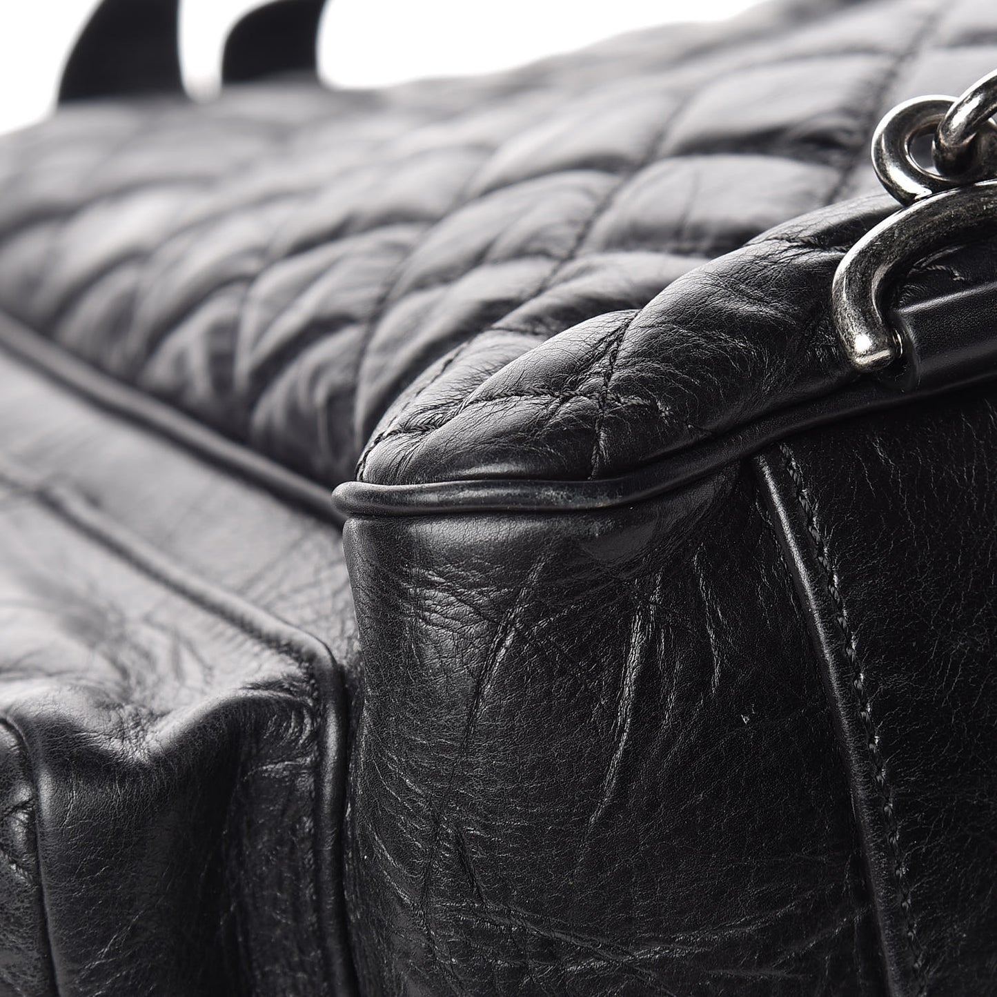 Aged Calfskin Quilted Large Casual Rock Backpack Black