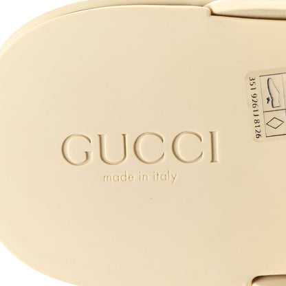 Gucci Rubber Chevron Logo Embossed Womens Thong Platform Sandals 37 White 7 of 11