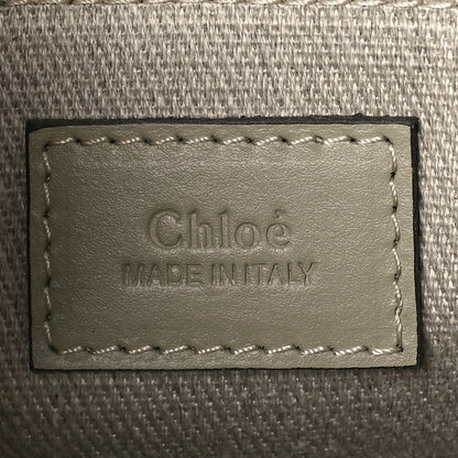 Chloe Cotton Calfskin Small Woody Ribbon Tote With Strap Slate Green 6 of 9