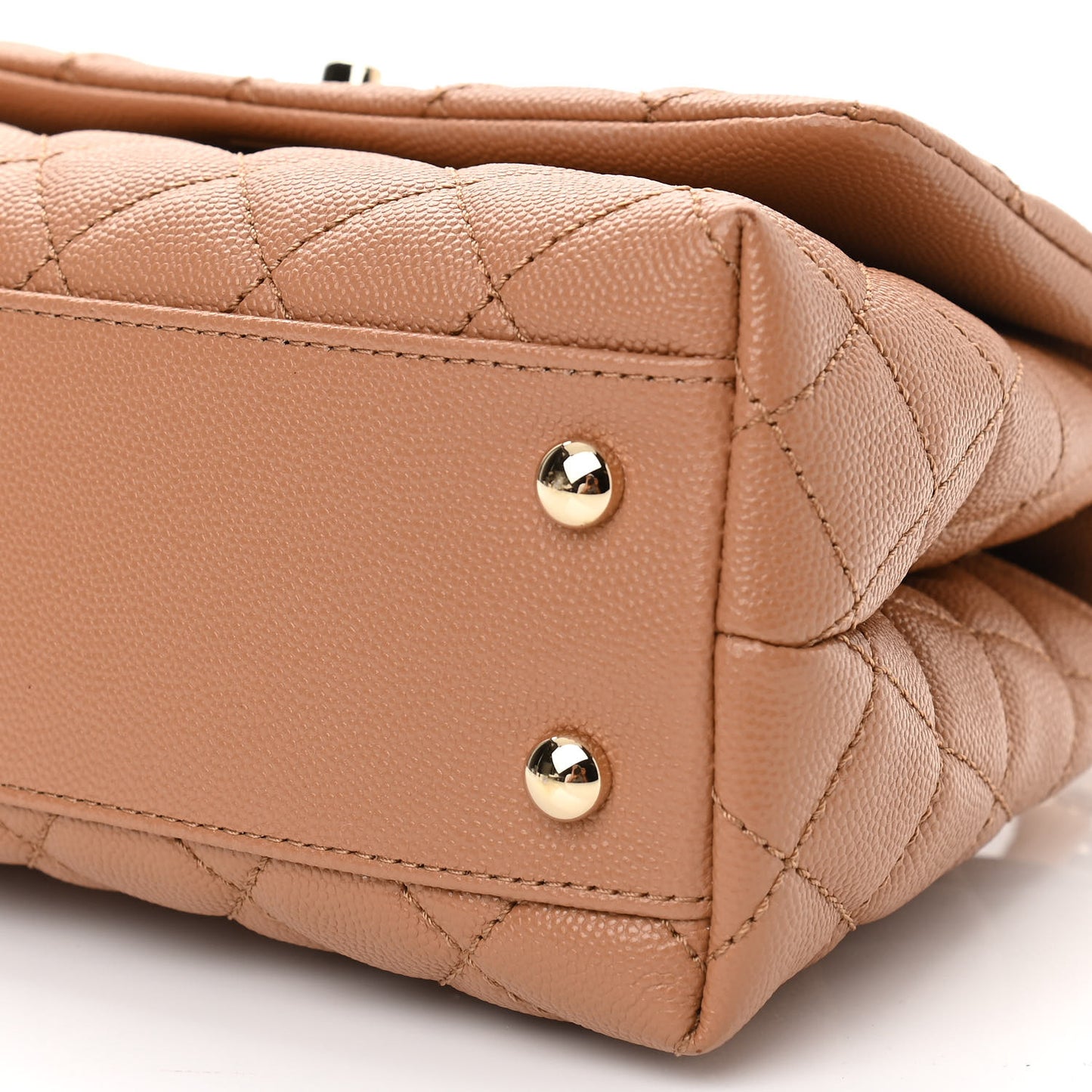 Caviar Quilted Lizard Embossed Mini Coco Handle Flap Brown