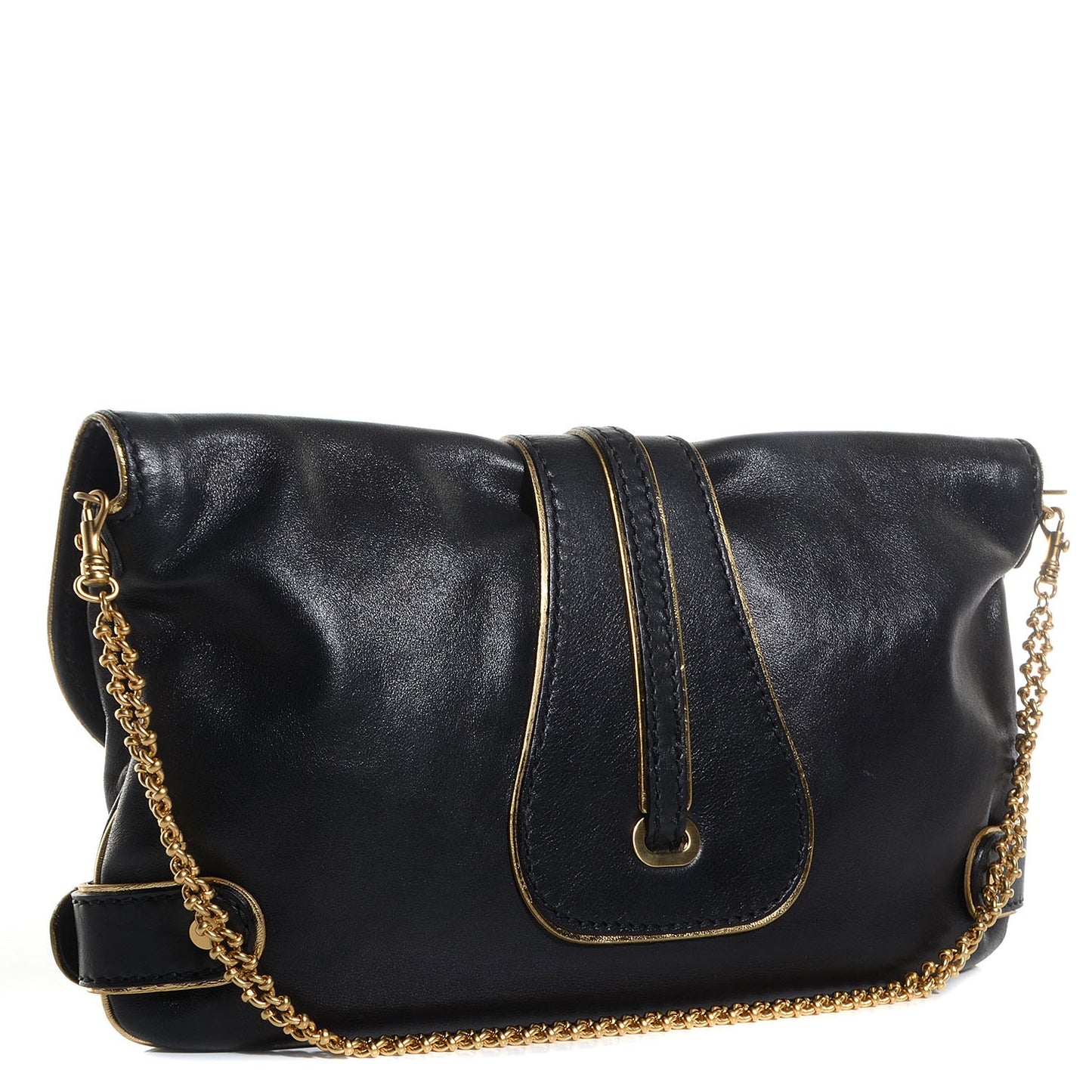 Leather Troy Clutch Black Gold