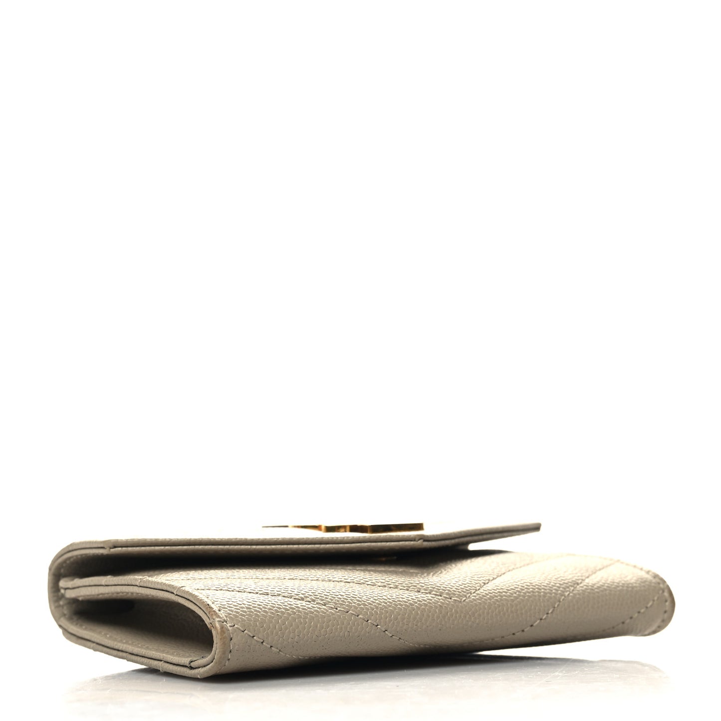 Grain De Poudre Matelasse Chevron Small Monogram Envelope Wallet Dark Beige