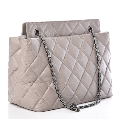 Chanel Aged Calfskin Quilted Reissue 2.55 Tote Light Grey 3 of 16