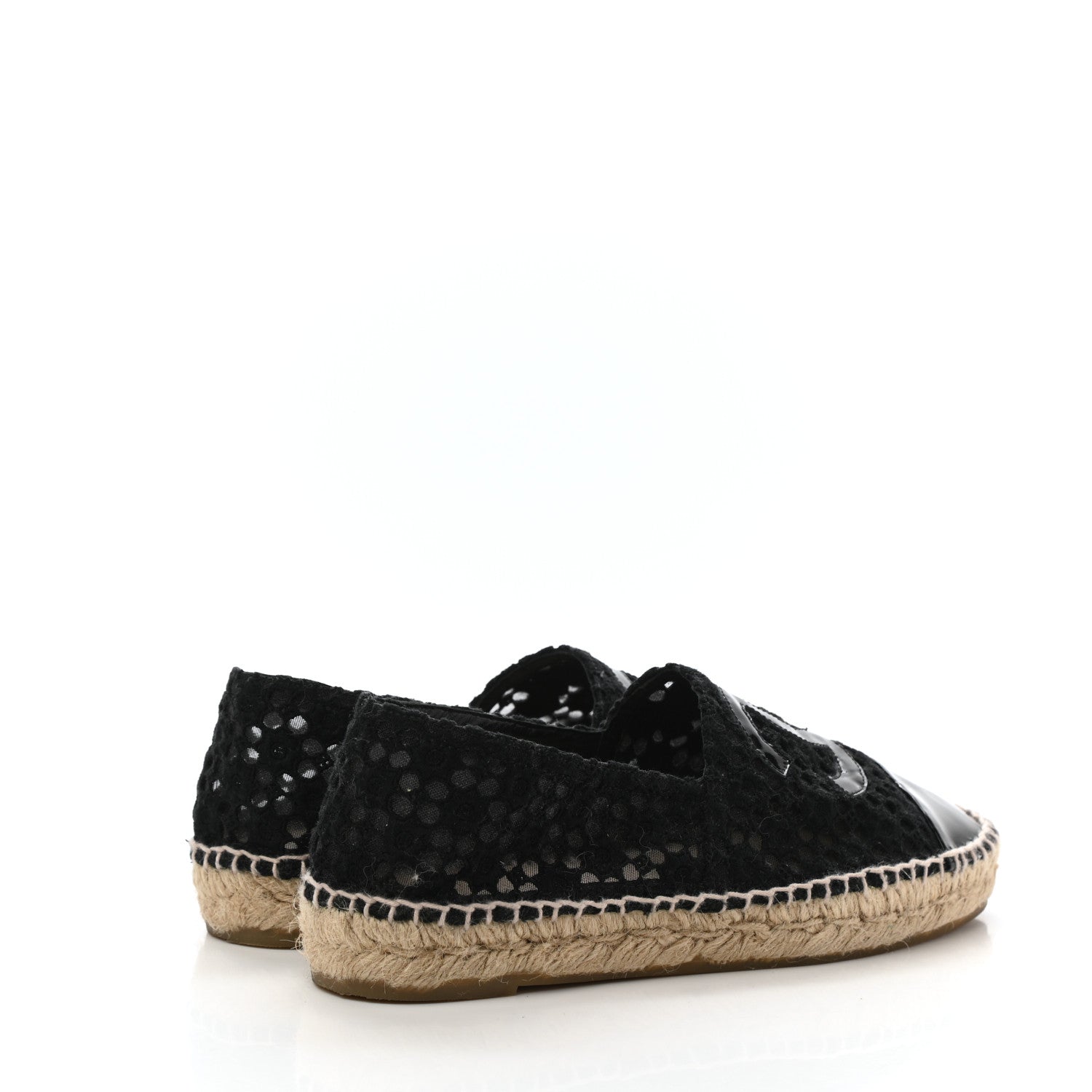 Chanel Lace Patent CC Espadrilles 37 Black 4 of 9
