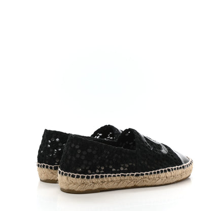 Chanel Lace Patent CC Espadrilles 37 Black 4 of 9