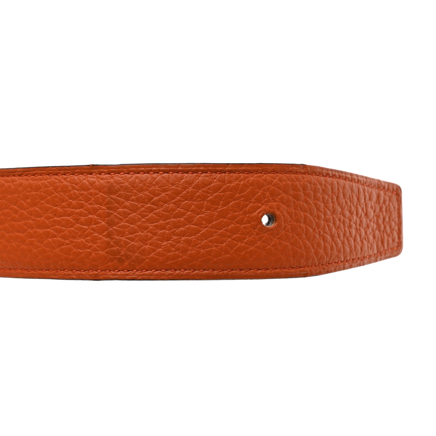 Hermes Box Togo Reversible 32mm Guilloche H Belt 80 32 Black Orange 9 of 11