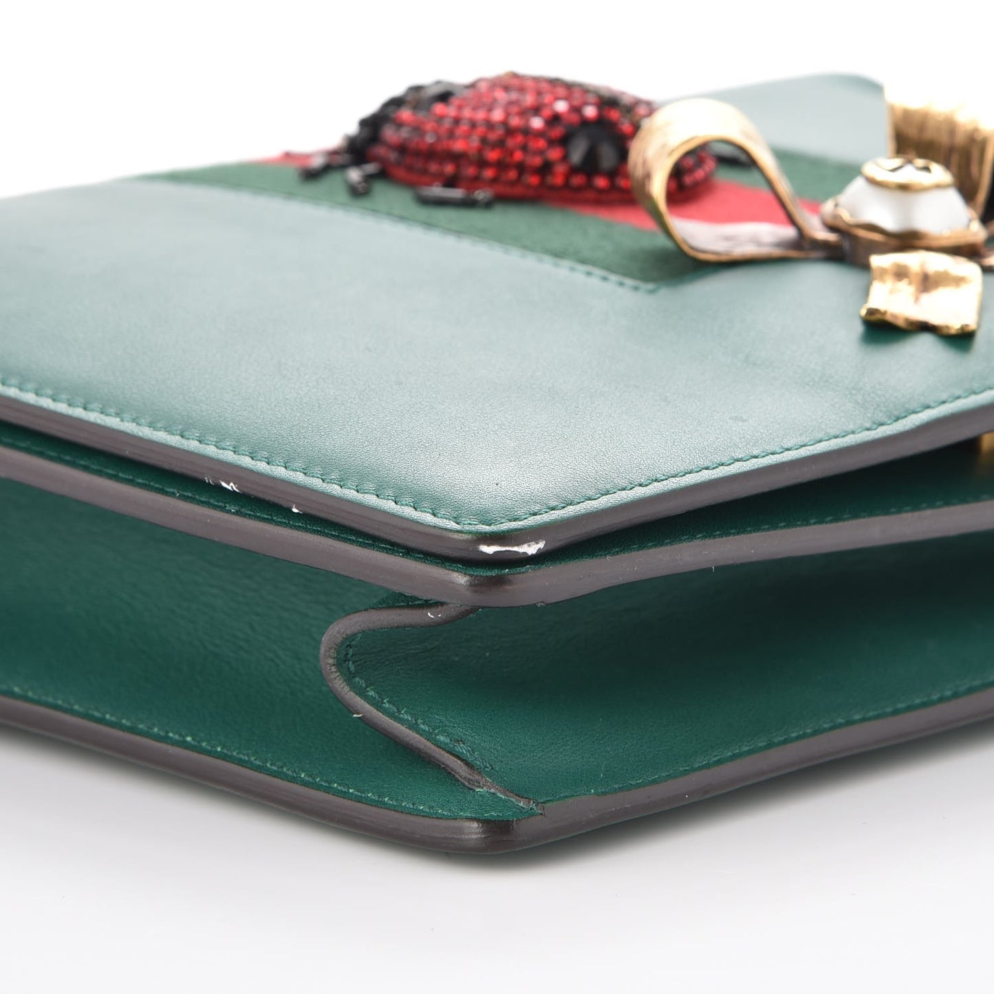 Calfskin Peony Medium Chain Shoulder Bag Bottle Green