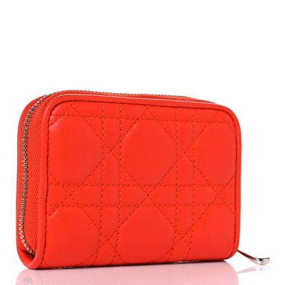 Christian Dior Lambskin Cannage Mini Lady Dior Zip Portemonnaie Orange 3 of 7