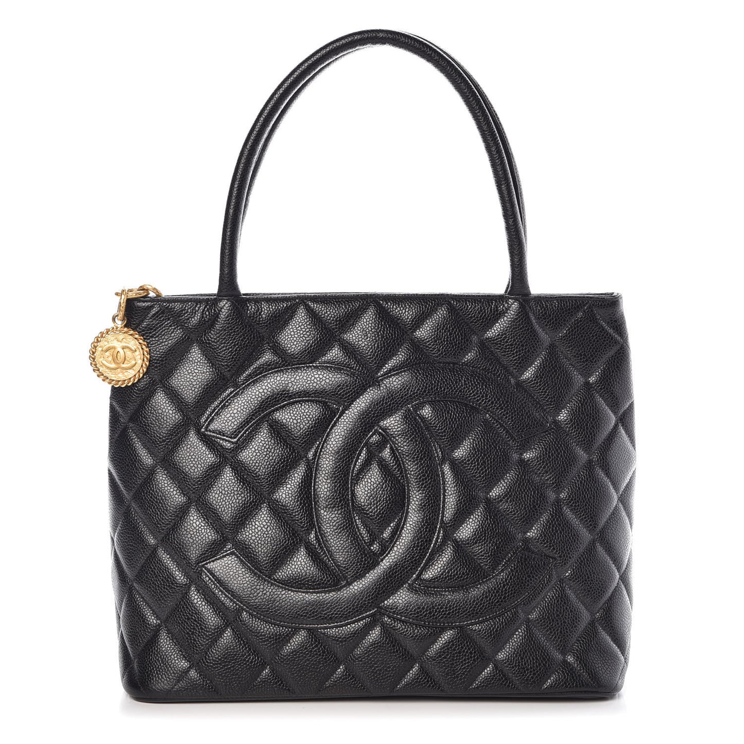 Caviar Quilted Medallion Tote Black