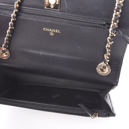 Chanel Lambskin Chevron Quilted Tendy CC Wallet On Chain WOC Black 5 of 11