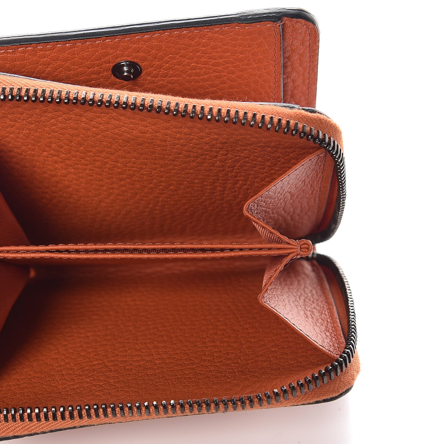 Valentino Garavani Pebbled Calfskin Rockstud Compact Zip Around Wallet Orange 6 of 9