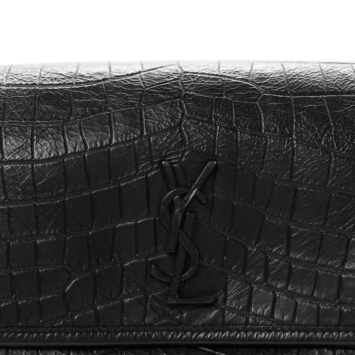 Saint Laurent Crocodile Embossed Calfskin Matelasse Monogram Baby Niki Shoulder Belt Bag Black 8 of 10
