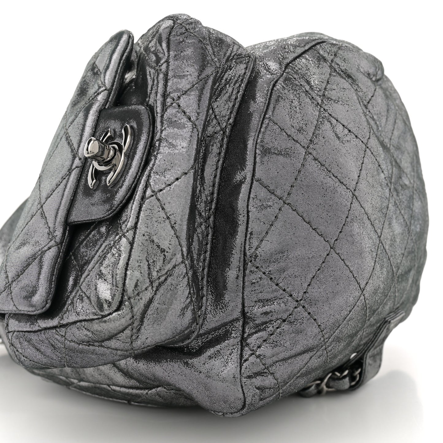 Iridescent Calfskin Backpack Is Back Dark Grey