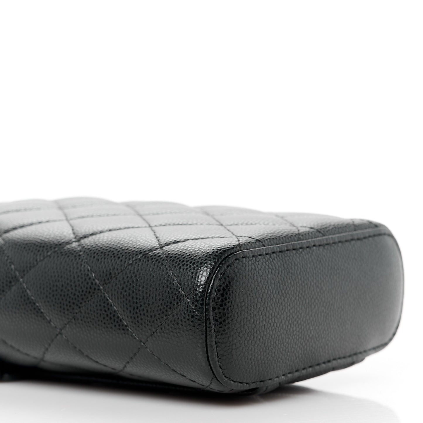 Caviar Quilted Phone Holder With Chain Black