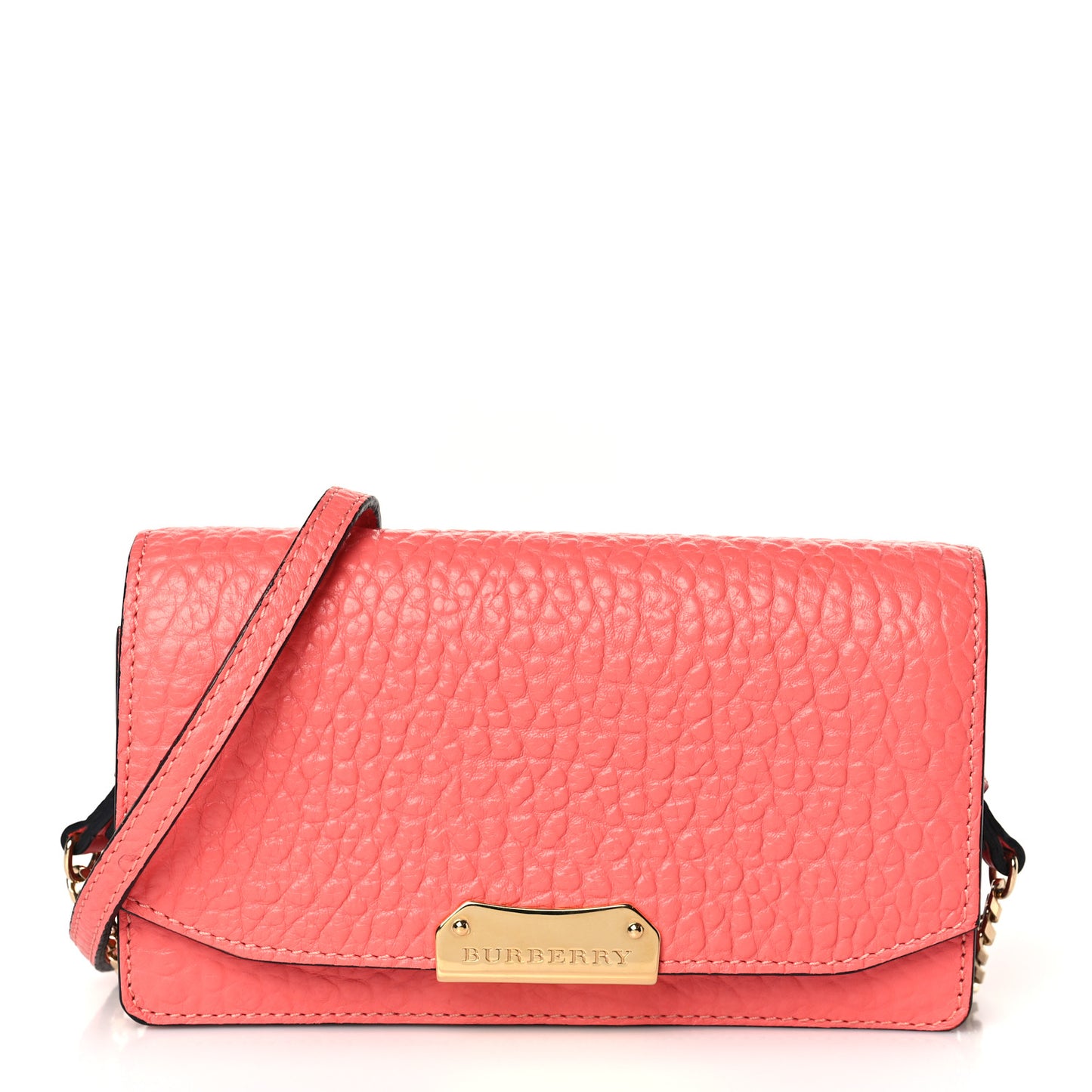 Signature Grain Small Madison Chain Clutch Orange