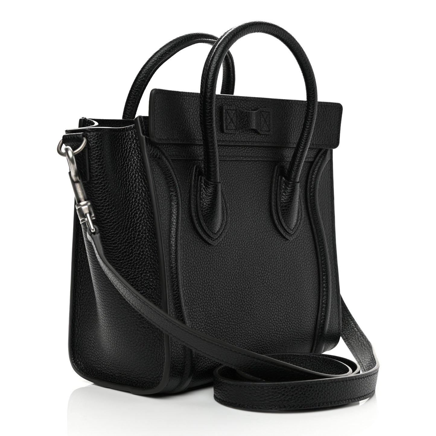 Drummed Calfskin Nano Luggage Black