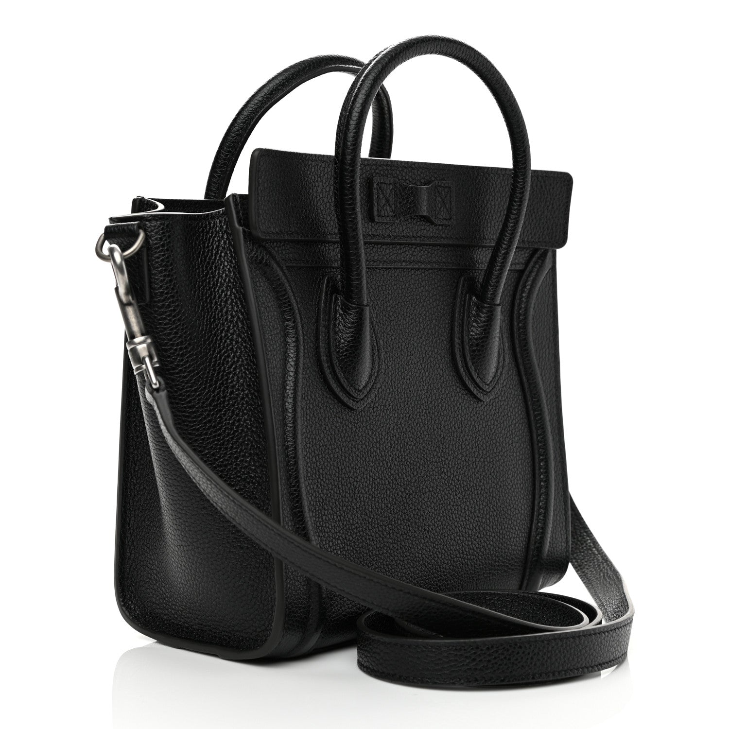 Celine Drummed Calfskin Nano Luggage Black 3 of 9