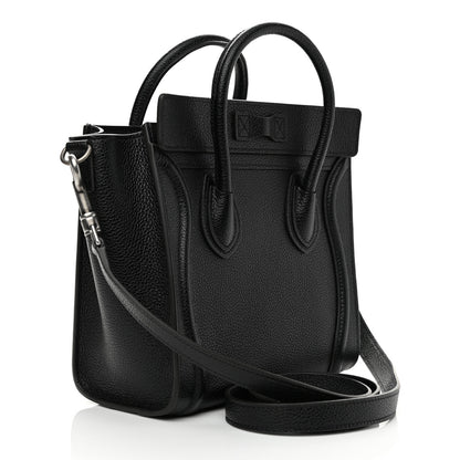 Celine Drummed Calfskin Nano Luggage Black 3 of 9