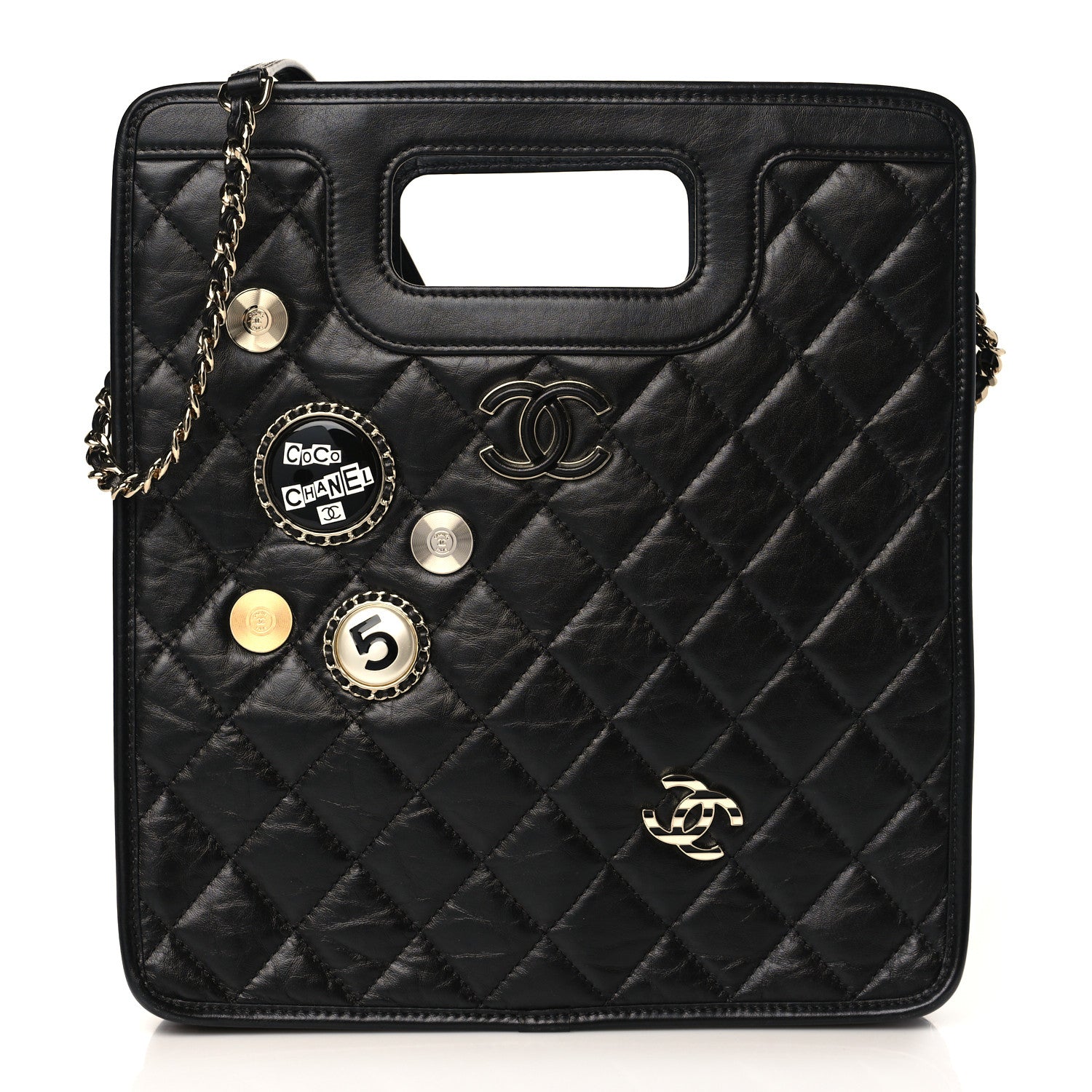 Chanel Aged Calfskin Small Charms Shopping Bag Black 1 of 8