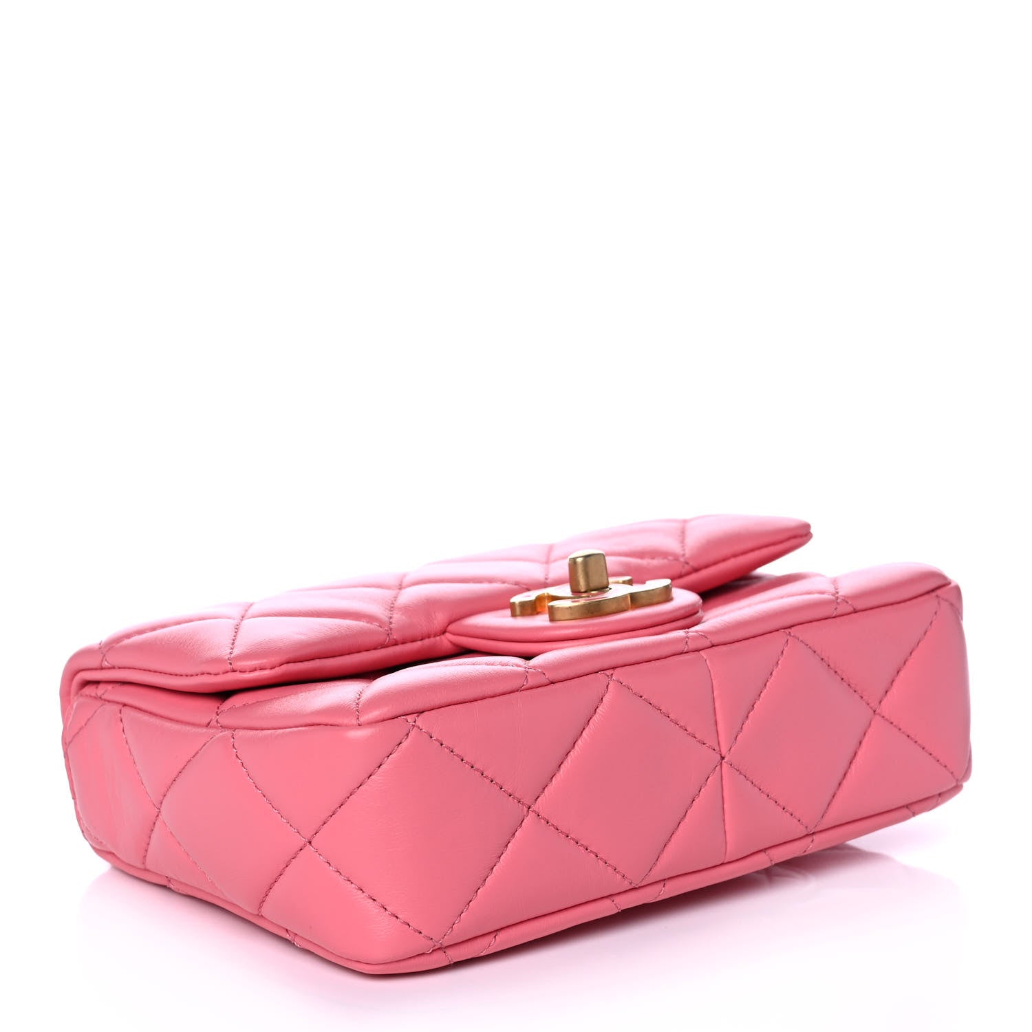 Chanel Lambskin Enamel Quilted Pending CC Mini Square Flap Pink 4 of 12