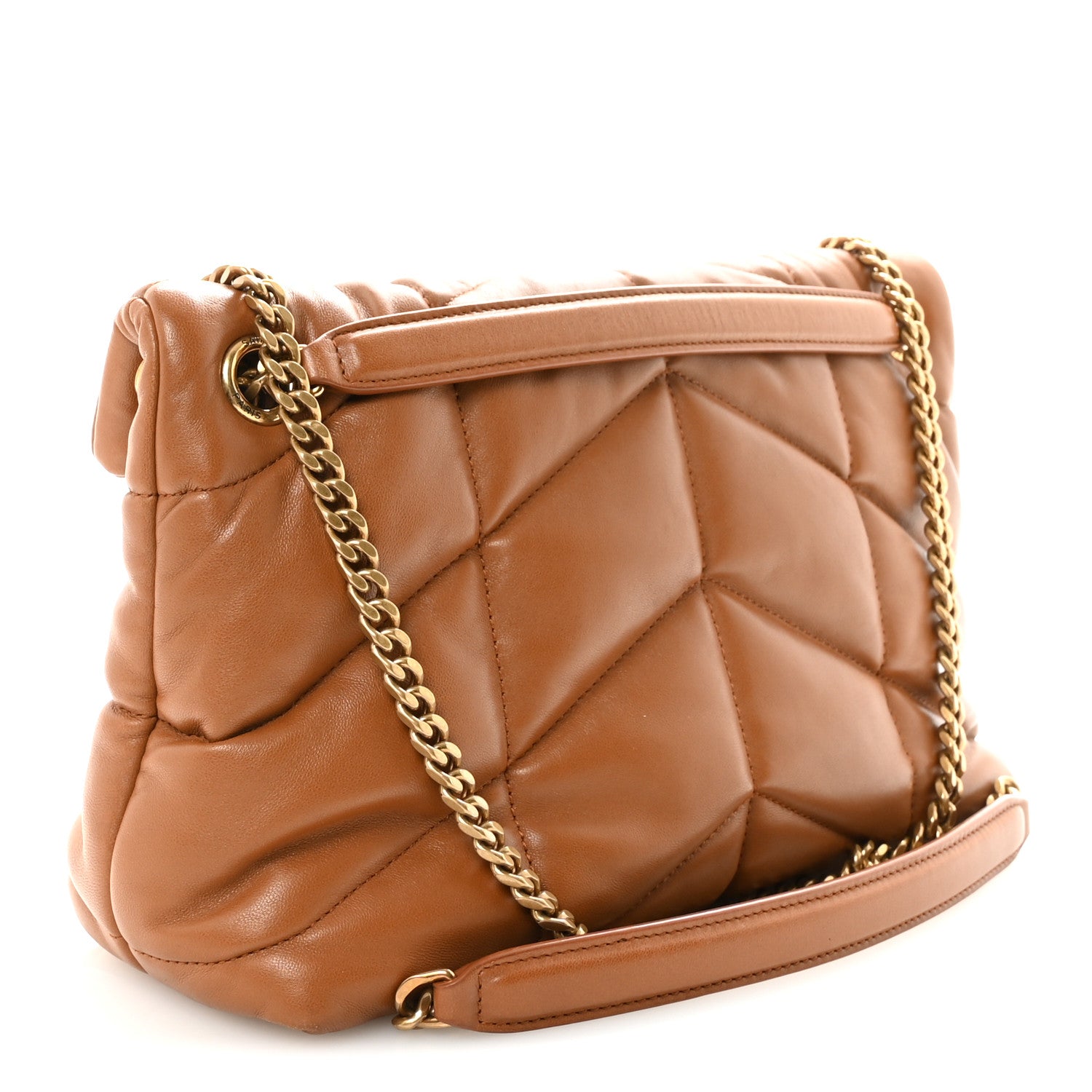 Saint Laurent Lambskin Quilted Toy Loulou Puffer Monogram Chain Satchel Dark Cork 3 of 9