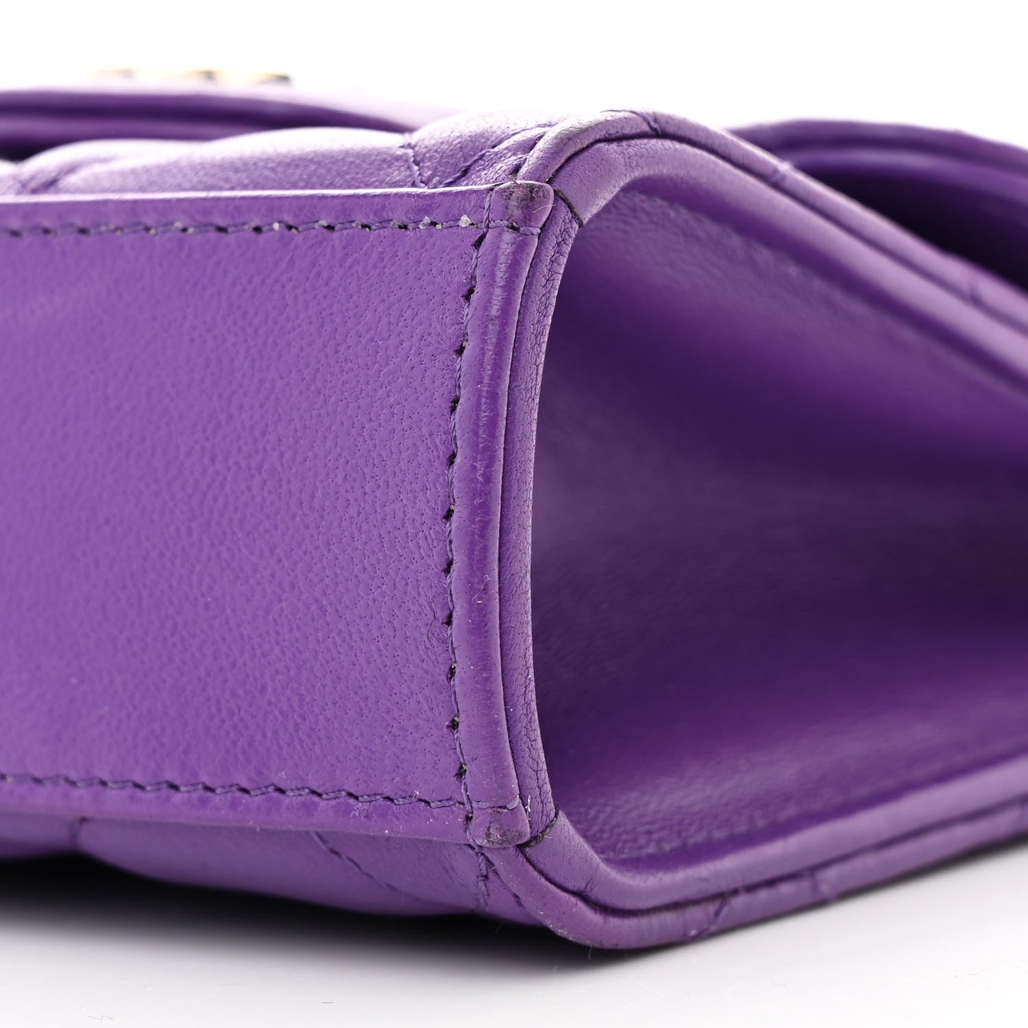 Chanel Lambskin Quilted Top Handle Flap Clutch With Chain Purple 10 of 11