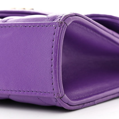 Chanel Lambskin Quilted Top Handle Flap Clutch With Chain Purple 10 of 11