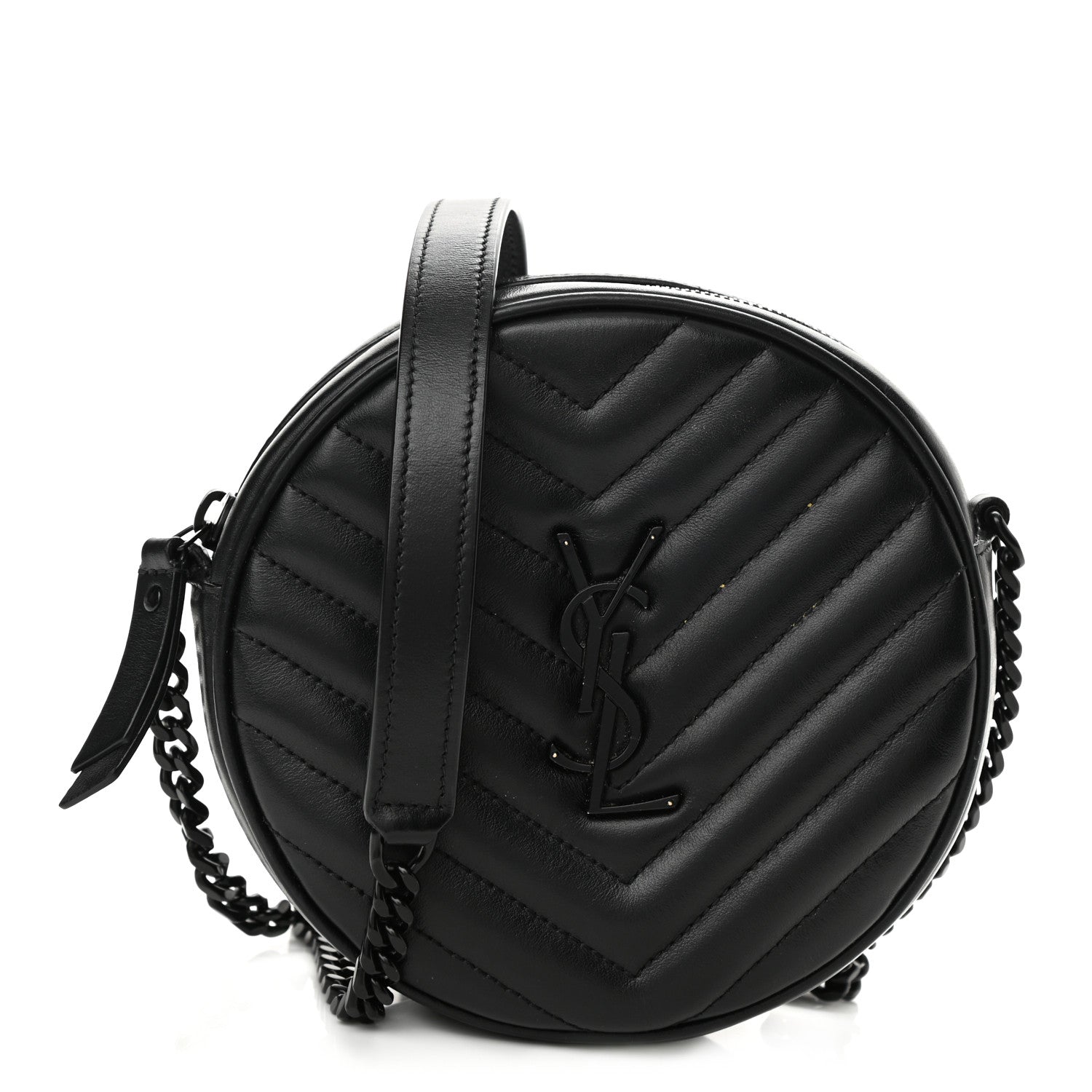Saint Laurent Calfskin Matelasse Chevron Round Vinyle Camera Bag Black 1 of 8