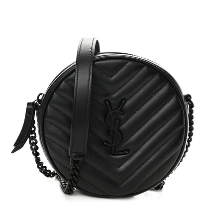 Saint Laurent Calfskin Matelasse Chevron Round Vinyle Camera Bag Black 1 of 8