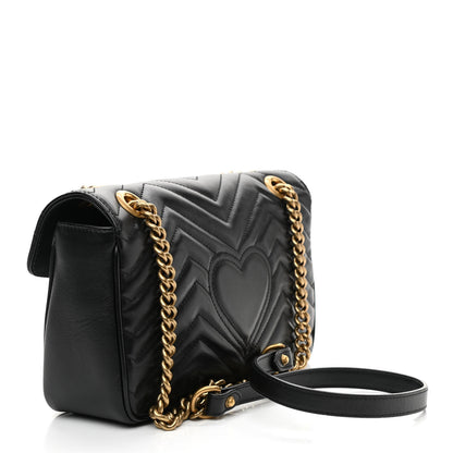 Gucci Calfskin Matelasse Small GG Marmont Shoulder Bag Black 2 of 8