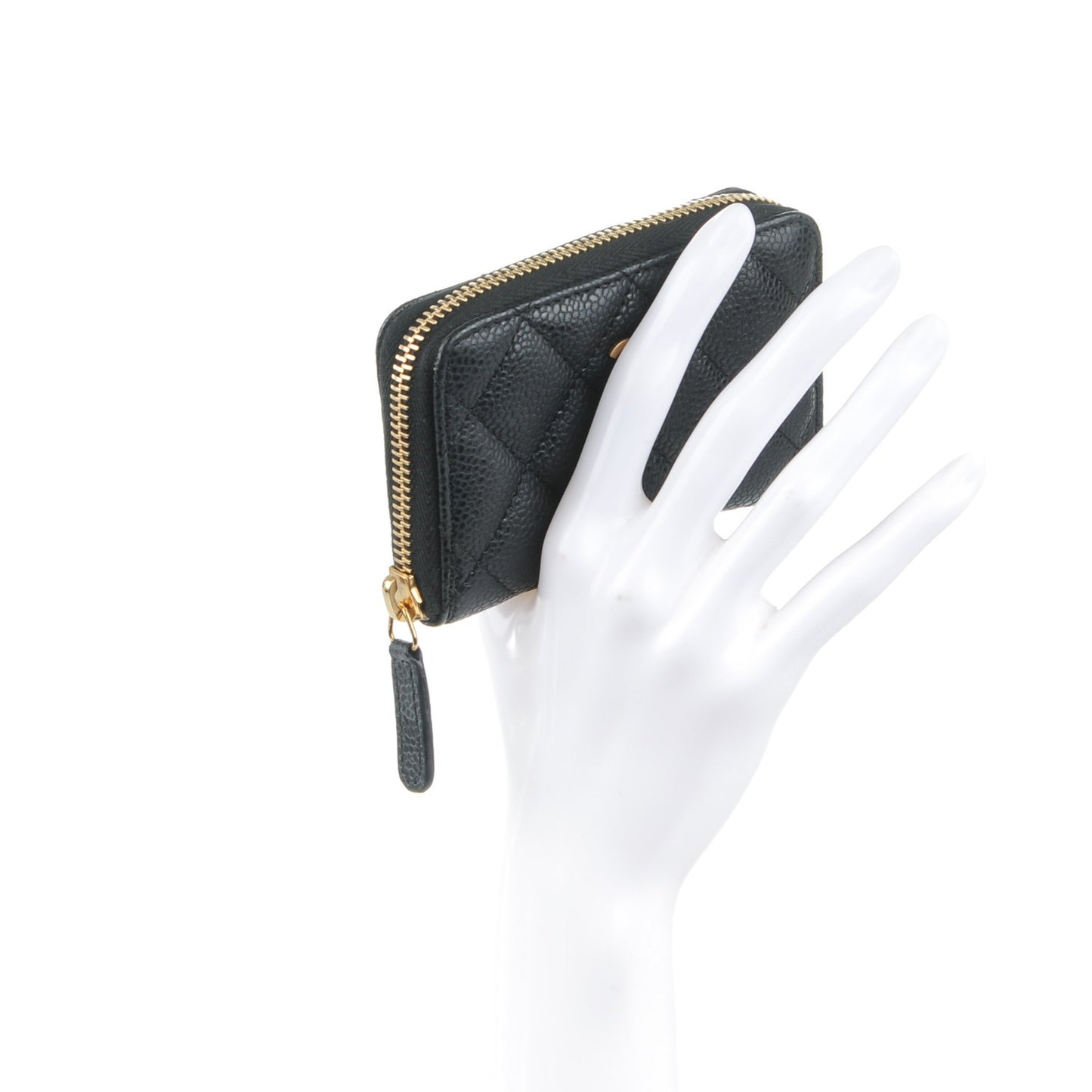 Caviar Quilted Zip Coin Purse Black