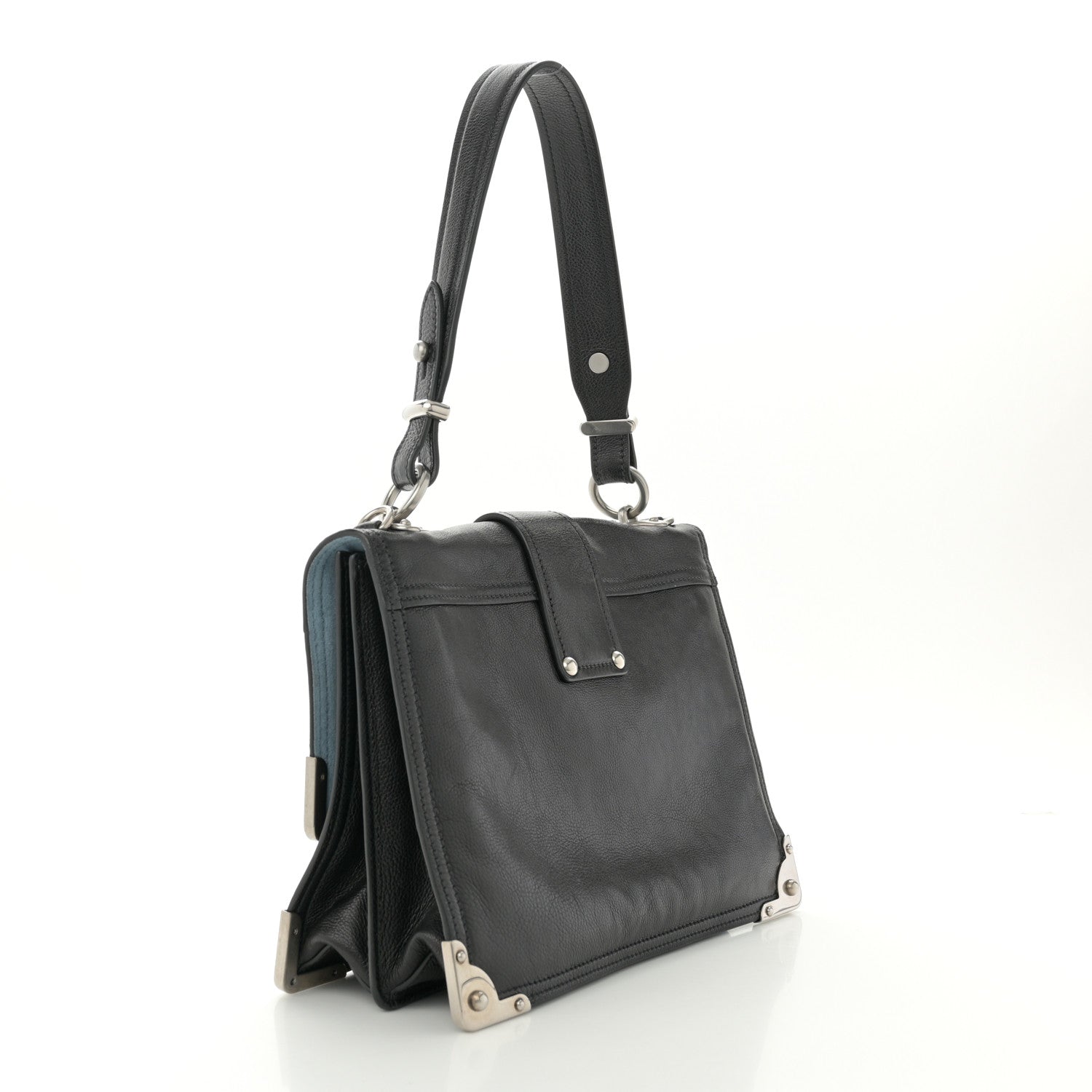 Prada Glace Calfskin Large Soft Cahier Bag Black 3 of 11