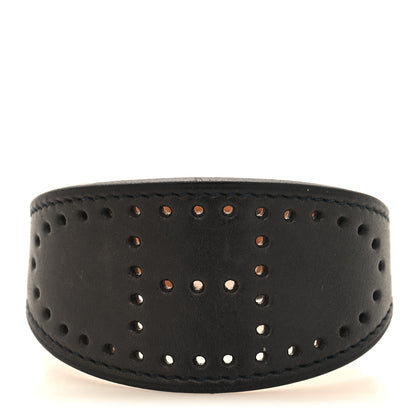 Hermes Calfskin Reversible Perforated H Bracelet Black 1 of 4