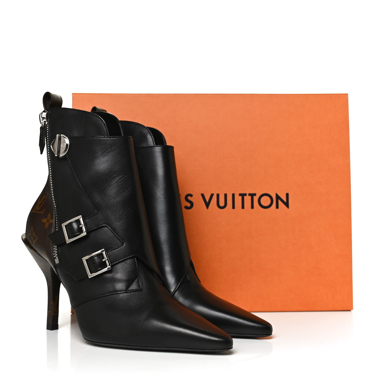 Louis Vuitton Calfskin Monogram Janet Ankle Boots 40 Black 10 of 10