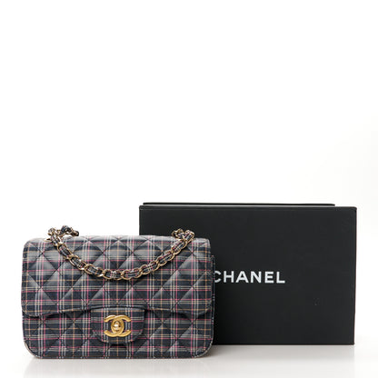 Chanel Calfskin Quilted Plaid Printed Small Single Flap Navy Multicolor 12 of 12