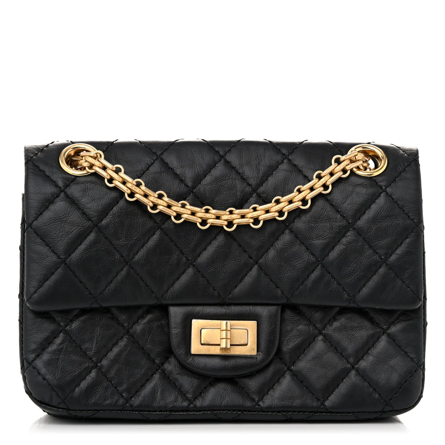 Aged Calfskin Quilted 2.55 Reissue Mini Flap Black