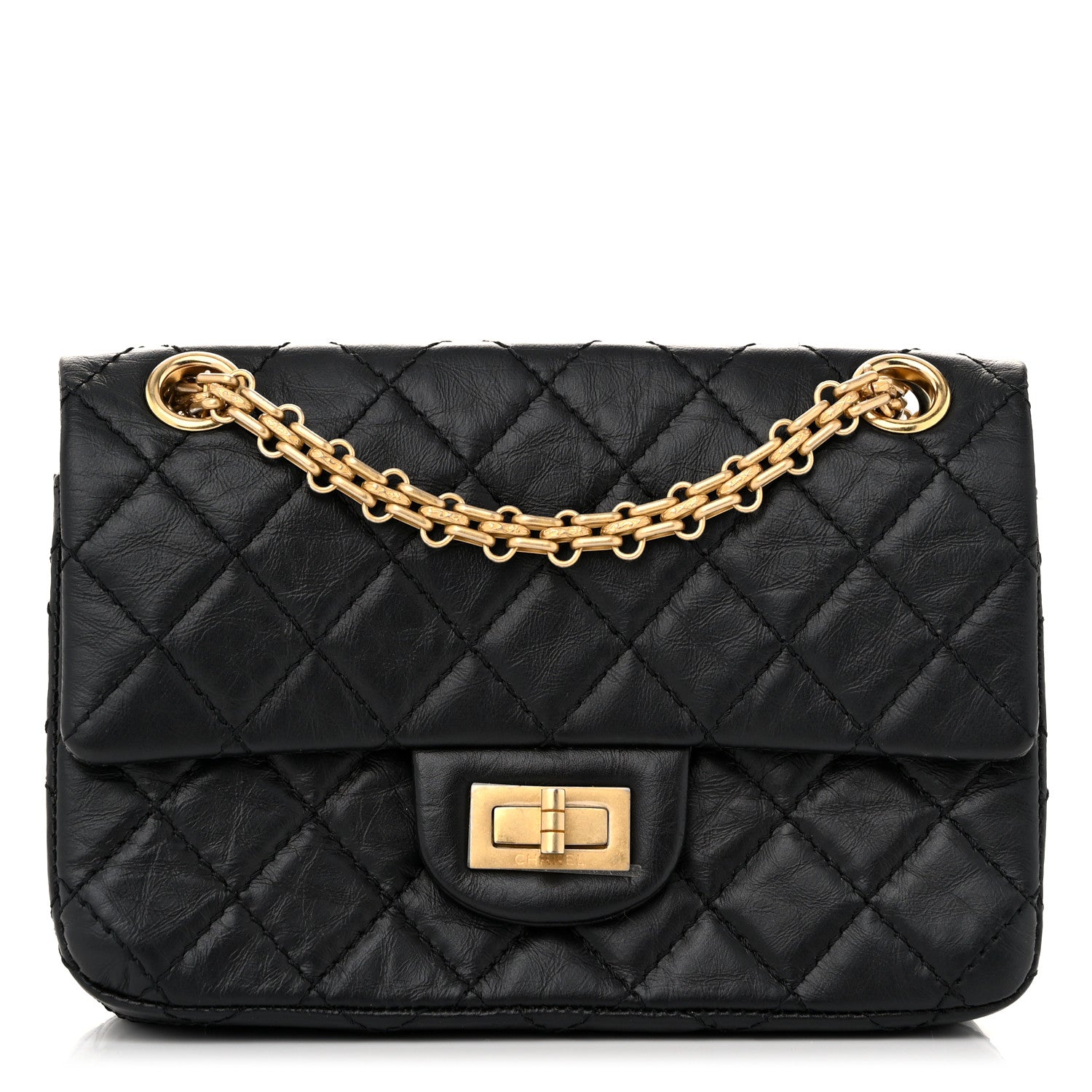 Chanel Aged Calfskin Quilted 2.55 Reissue Mini Flap Black 1 of 12