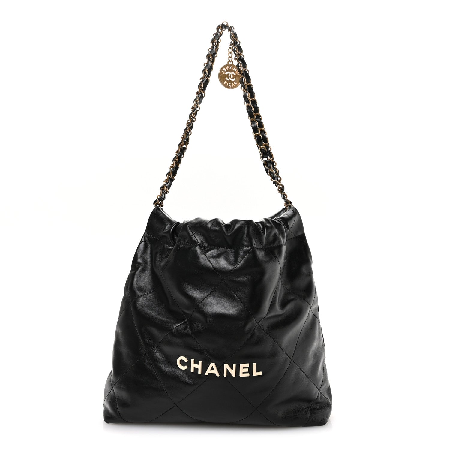 Chanel Shiny Calfskin Quilted Small Chanel 22 Black 1 of 11