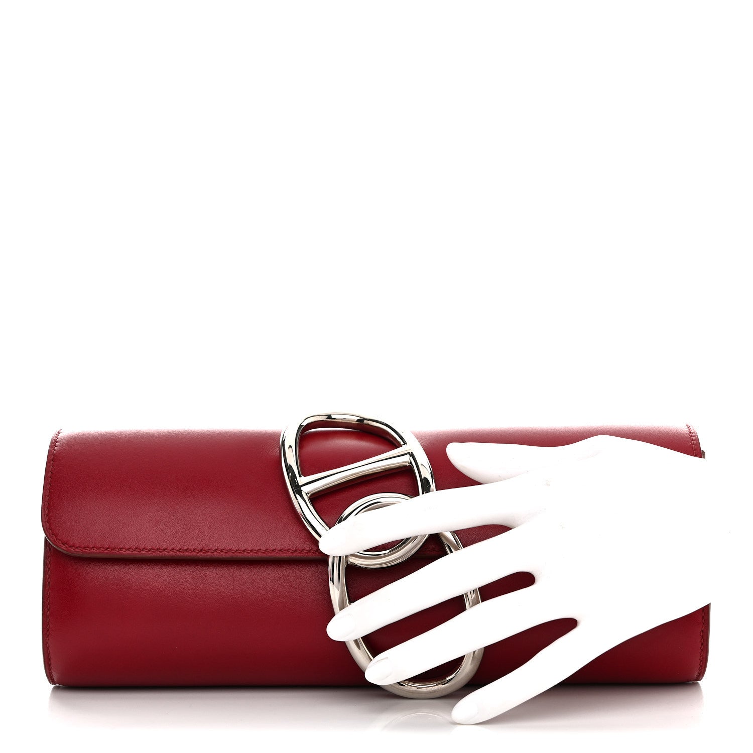 Hermes Tadelakt Egee Clutch Rouge Vif 2 of 11